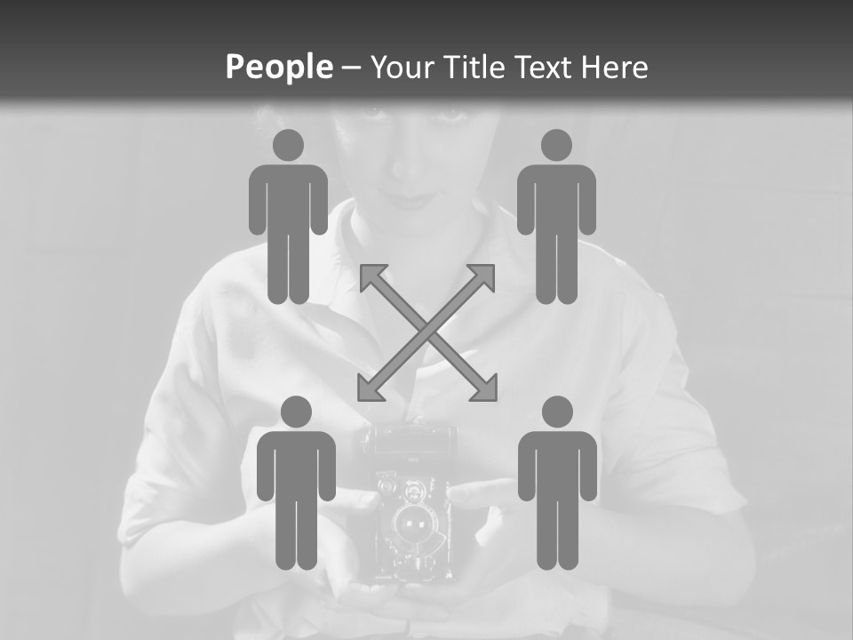 A Black And White Photo Of A Woman Holding A Camera PowerPoint Template