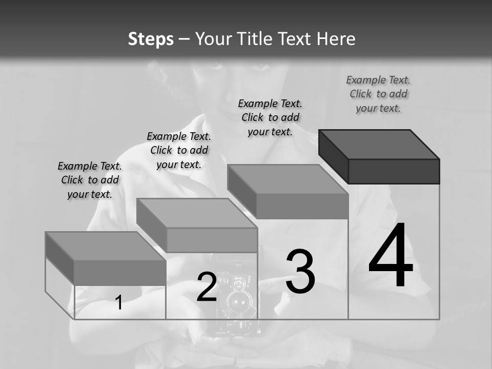 A Black And White Photo Of A Woman Holding A Camera PowerPoint Template