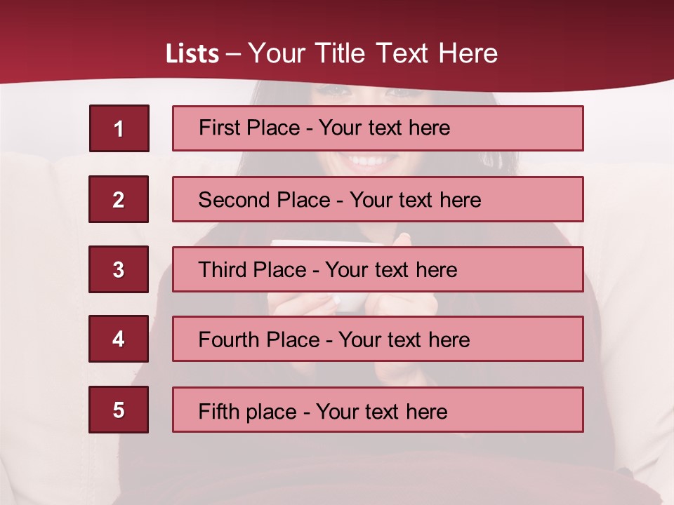 A Woman Sitting On A Couch Holding A Cup Of Coffee PowerPoint Template