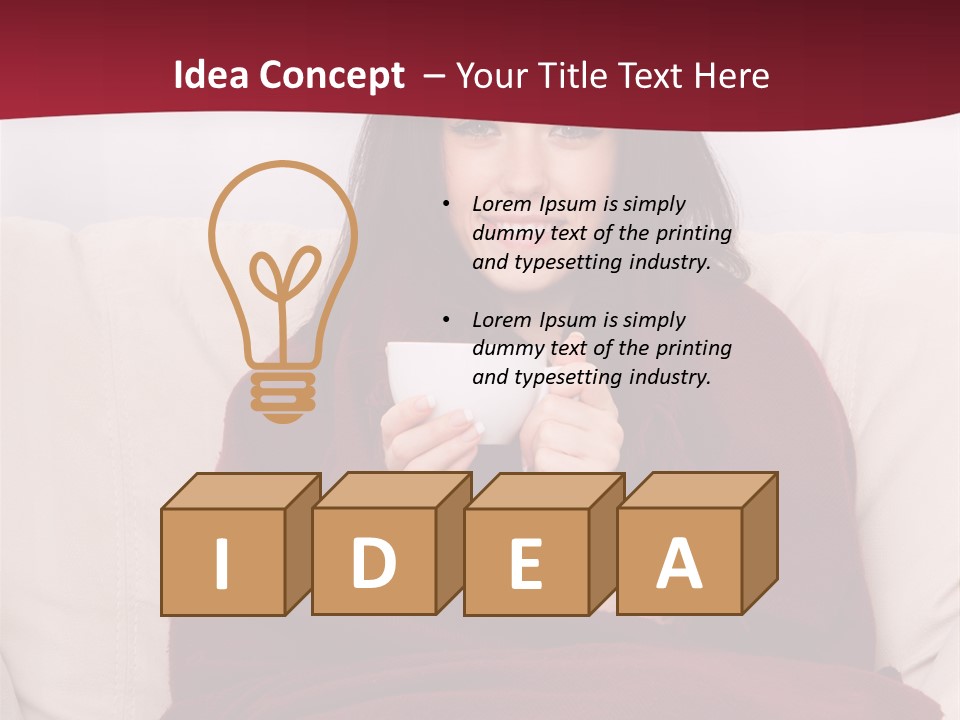 A Woman Sitting On A Couch Holding A Cup Of Coffee PowerPoint Template