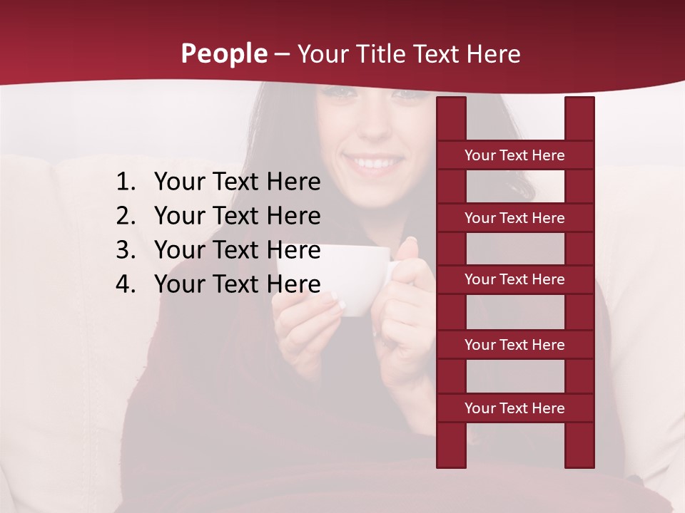 A Woman Sitting On A Couch Holding A Cup Of Coffee PowerPoint Template