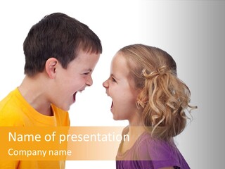 Lips Child Fight PowerPoint Template