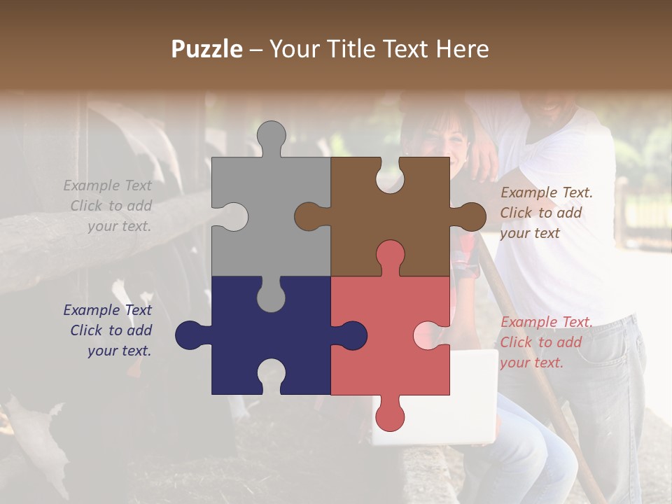 Couple Cattle Saw Dust PowerPoint Template