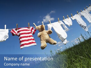 Cute Hanging Clothing PowerPoint Template