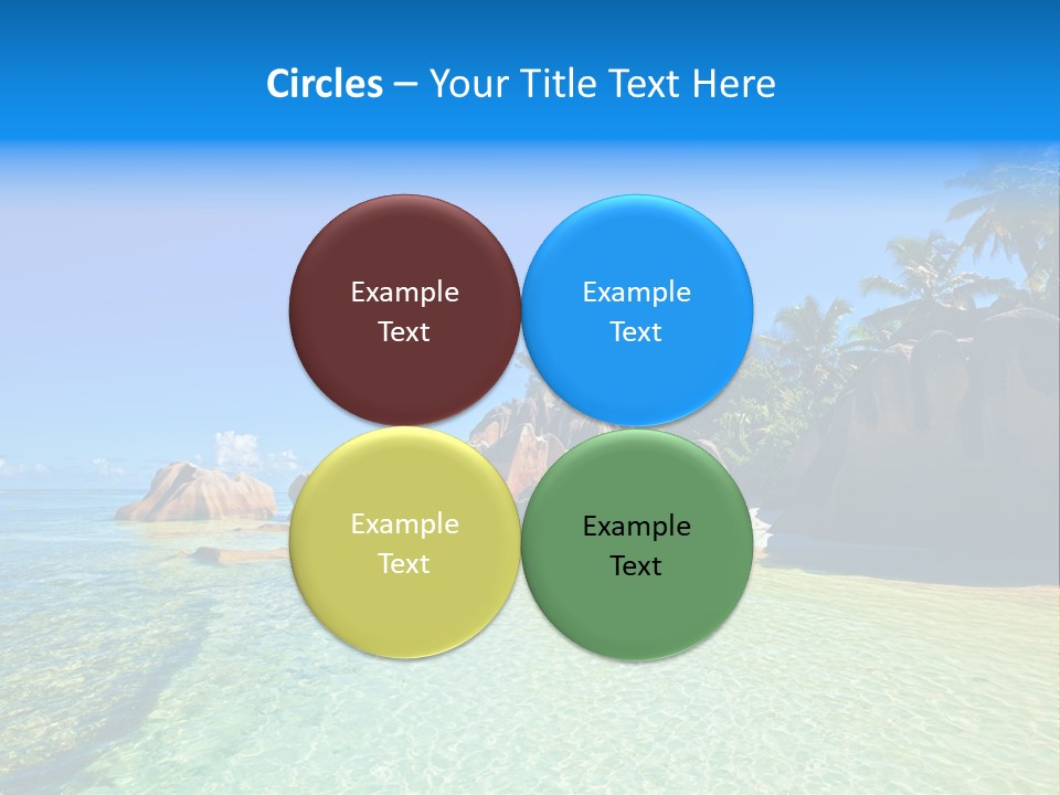 A Tropical Beach With Palm Trees And Rocks In The Water PowerPoint Template