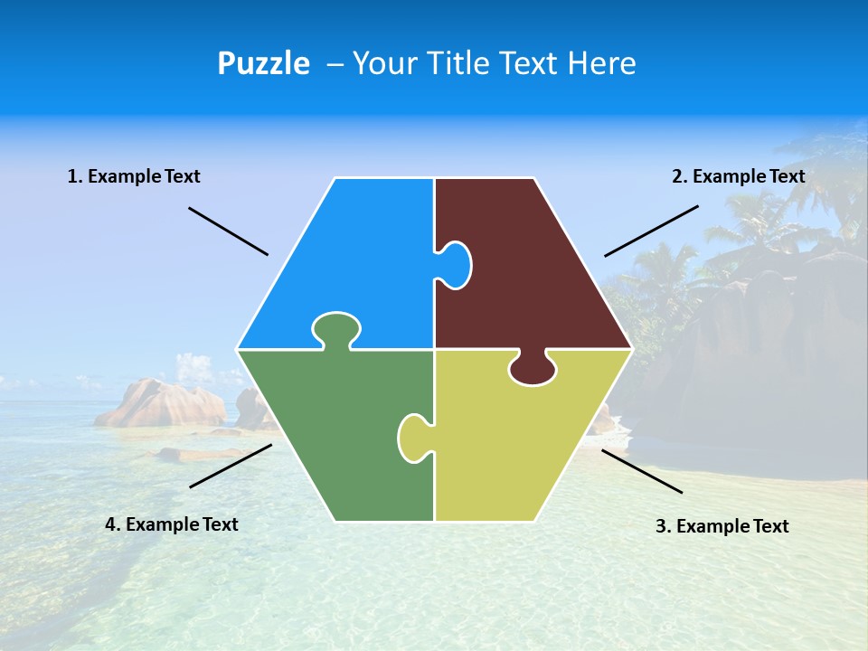 A Tropical Beach With Palm Trees And Rocks In The Water PowerPoint Template