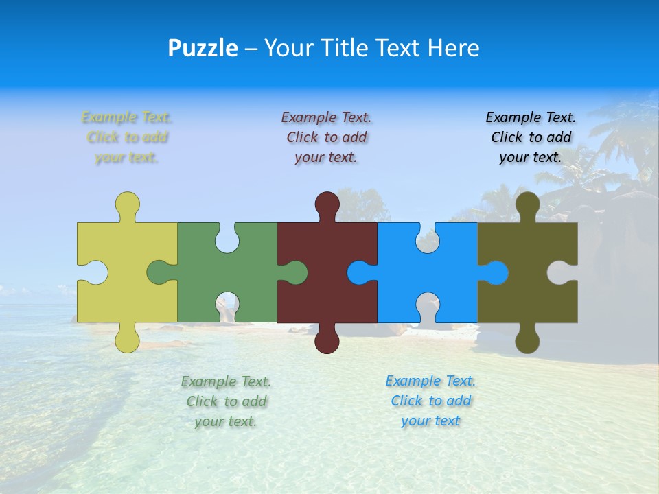 A Tropical Beach With Palm Trees And Rocks In The Water PowerPoint Template