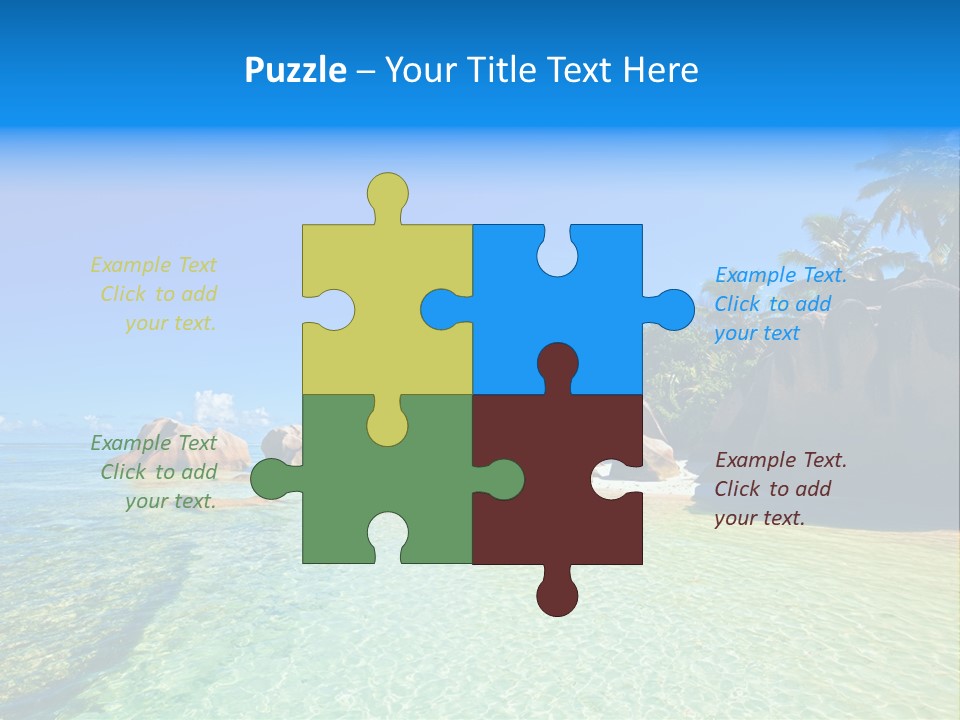 A Tropical Beach With Palm Trees And Rocks In The Water PowerPoint Template