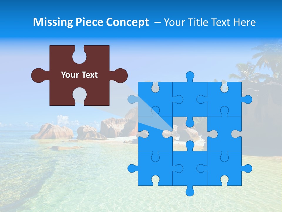 A Tropical Beach With Palm Trees And Rocks In The Water PowerPoint Template