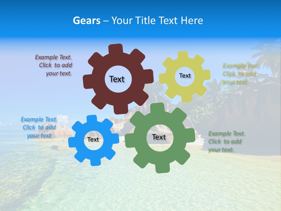 A Tropical Beach With Palm Trees And Rocks In The Water PowerPoint Template