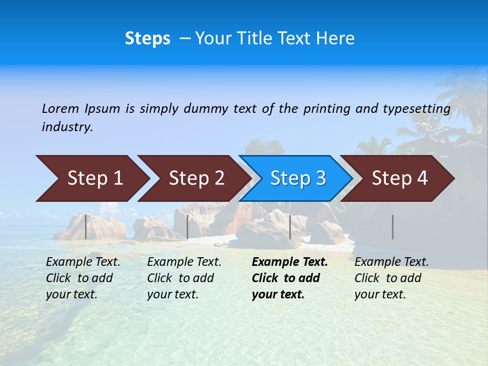 A Tropical Beach With Palm Trees And Rocks In The Water PowerPoint Template