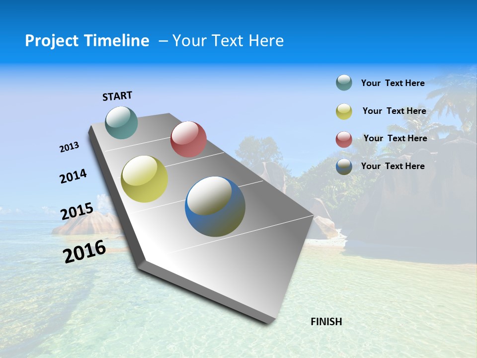 A Tropical Beach With Palm Trees And Rocks In The Water PowerPoint Template