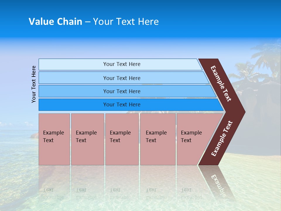 A Tropical Beach With Palm Trees And Rocks In The Water PowerPoint Template