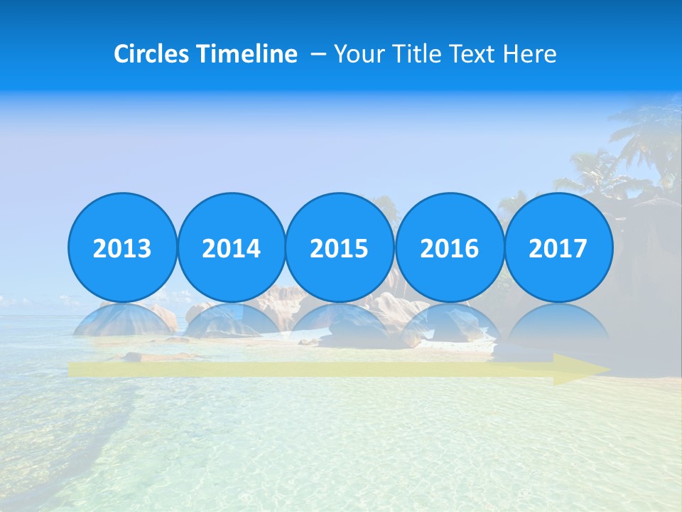 A Tropical Beach With Palm Trees And Rocks In The Water PowerPoint Template