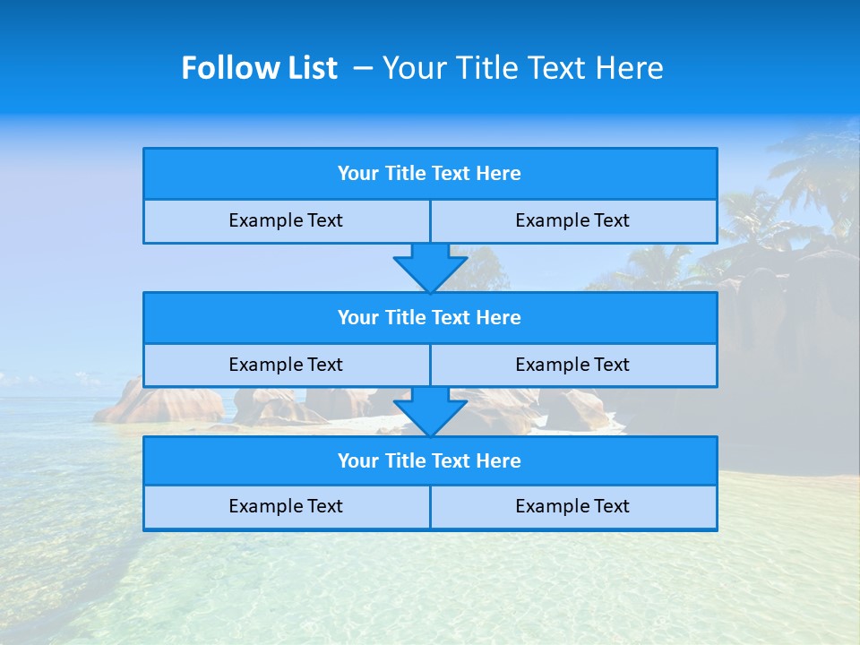 A Tropical Beach With Palm Trees And Rocks In The Water PowerPoint Template