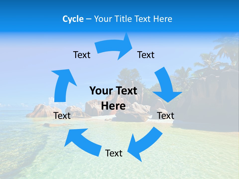 A Tropical Beach With Palm Trees And Rocks In The Water PowerPoint Template