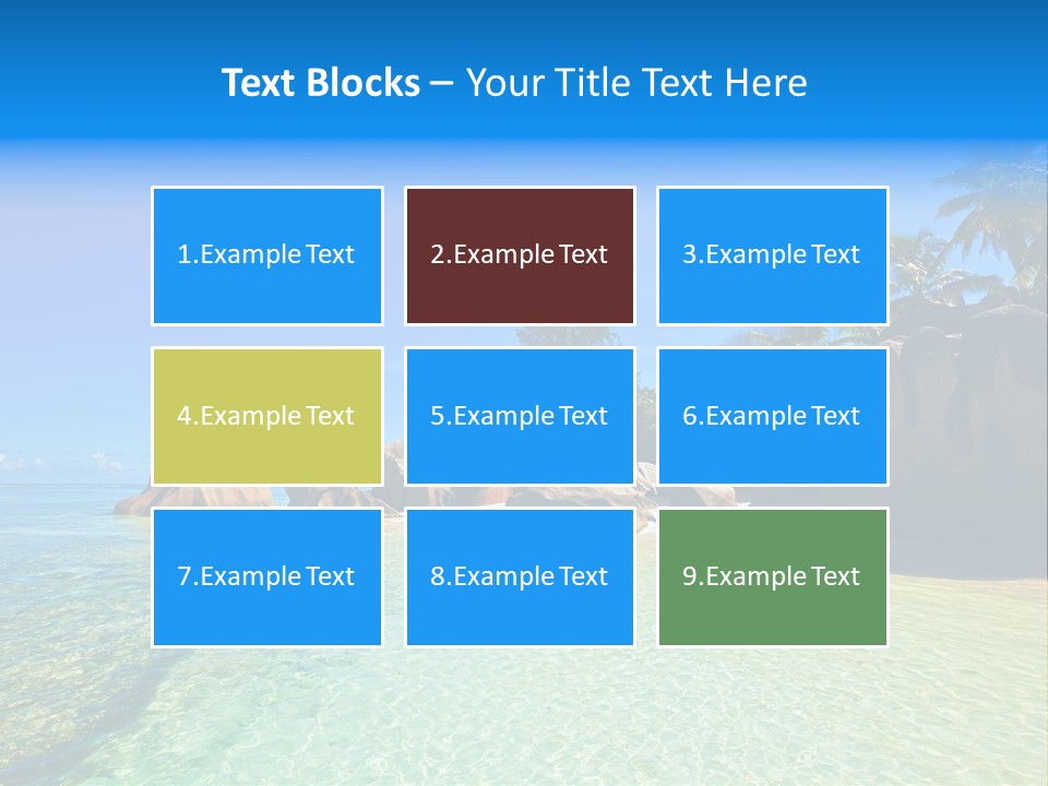 A Tropical Beach With Palm Trees And Rocks In The Water PowerPoint Template