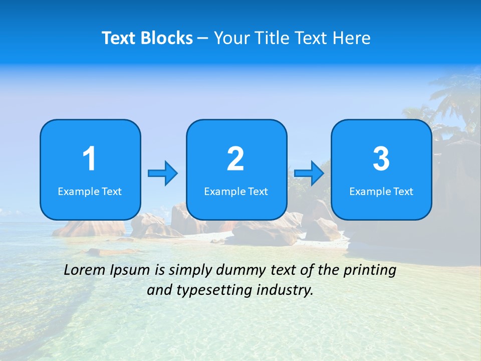 A Tropical Beach With Palm Trees And Rocks In The Water PowerPoint Template