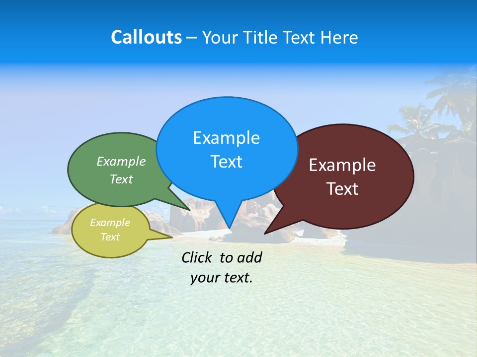 A Tropical Beach With Palm Trees And Rocks In The Water PowerPoint Template