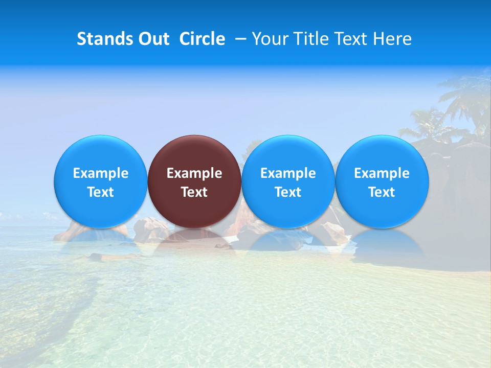 A Tropical Beach With Palm Trees And Rocks In The Water PowerPoint Template