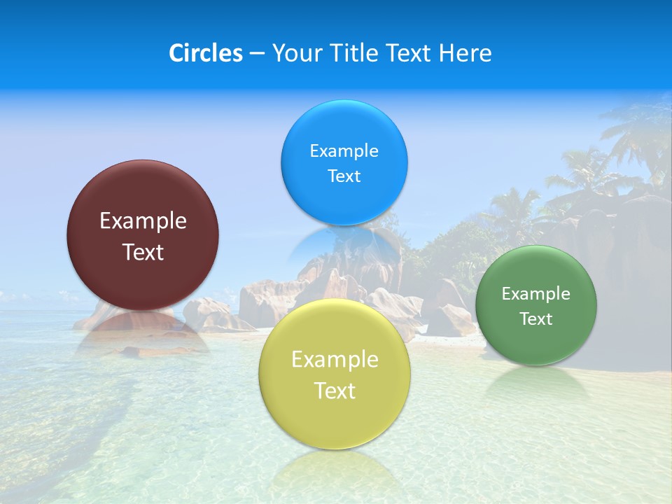 A Tropical Beach With Palm Trees And Rocks In The Water PowerPoint Template