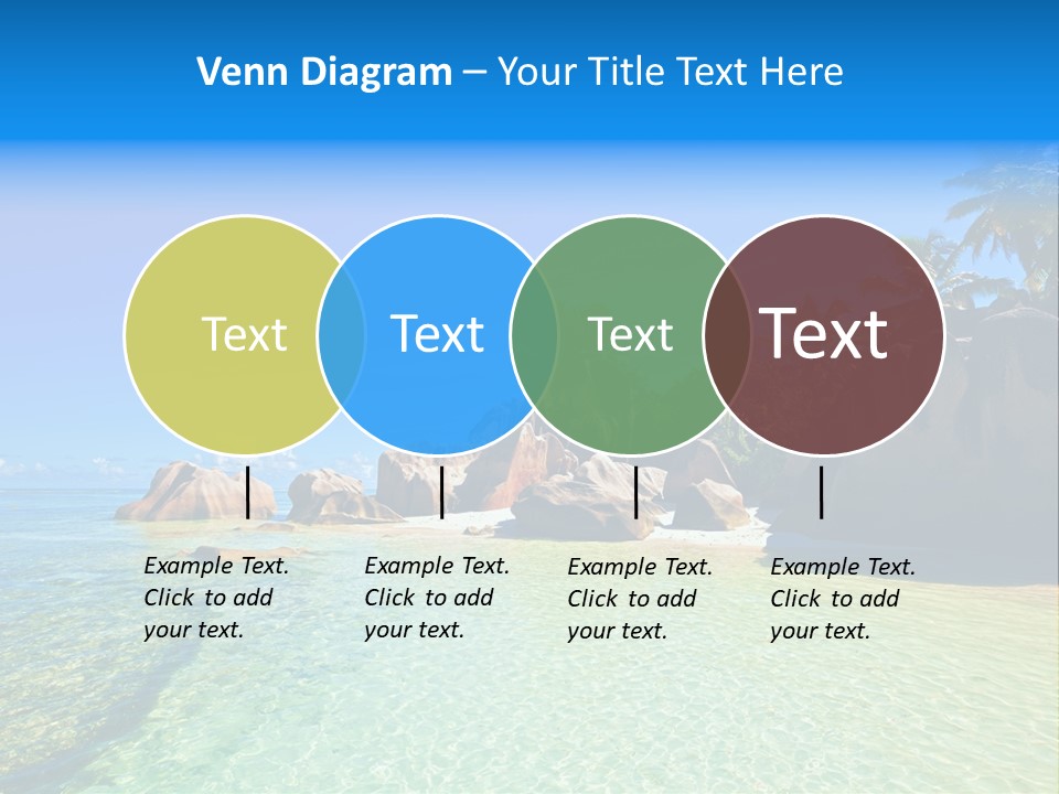 A Tropical Beach With Palm Trees And Rocks In The Water PowerPoint Template