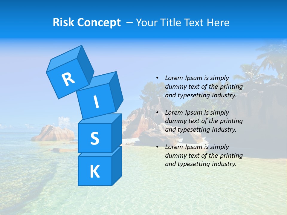 A Tropical Beach With Palm Trees And Rocks In The Water PowerPoint Template