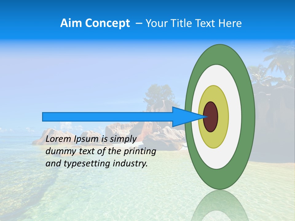 A Tropical Beach With Palm Trees And Rocks In The Water PowerPoint Template