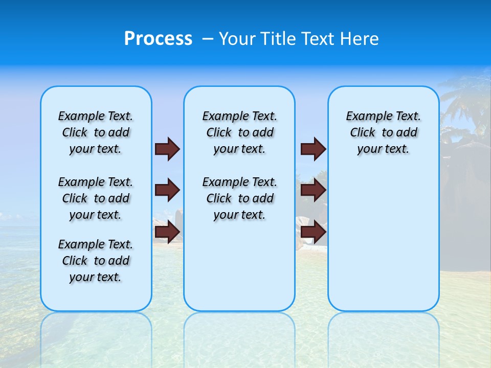 A Tropical Beach With Palm Trees And Rocks In The Water PowerPoint Template