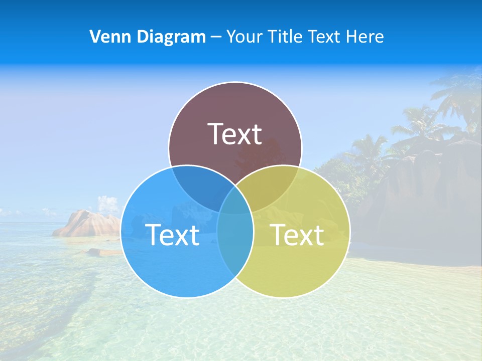 A Tropical Beach With Palm Trees And Rocks In The Water PowerPoint Template