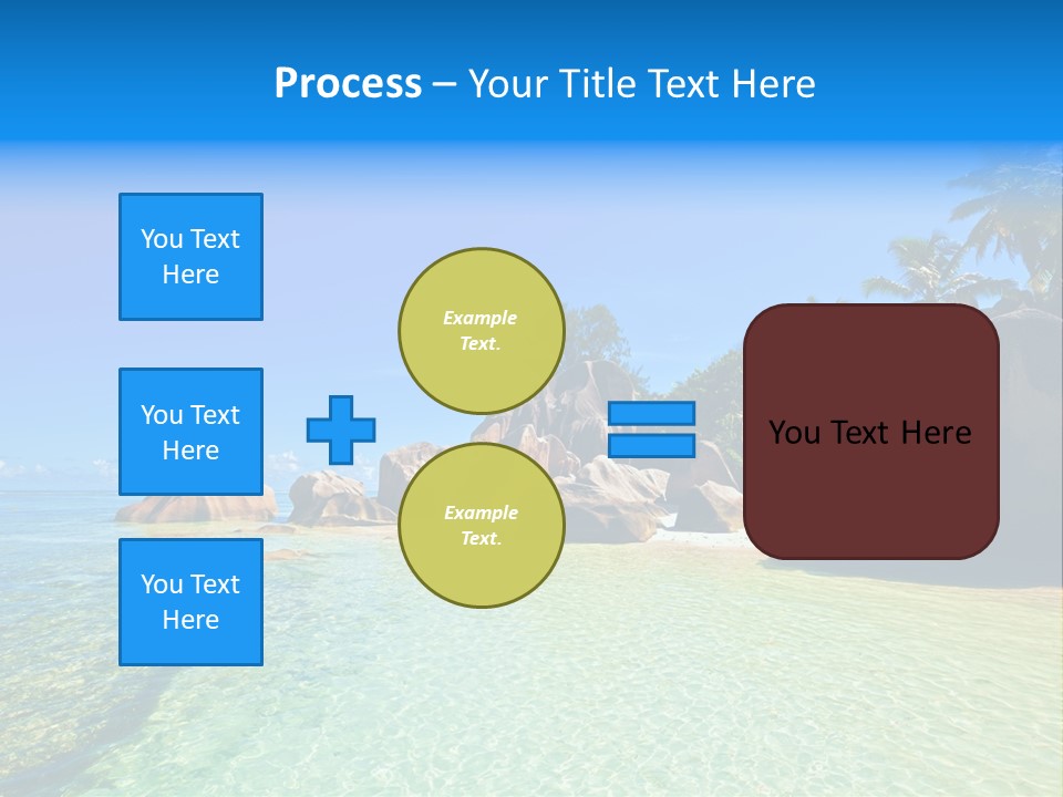 A Tropical Beach With Palm Trees And Rocks In The Water PowerPoint Template