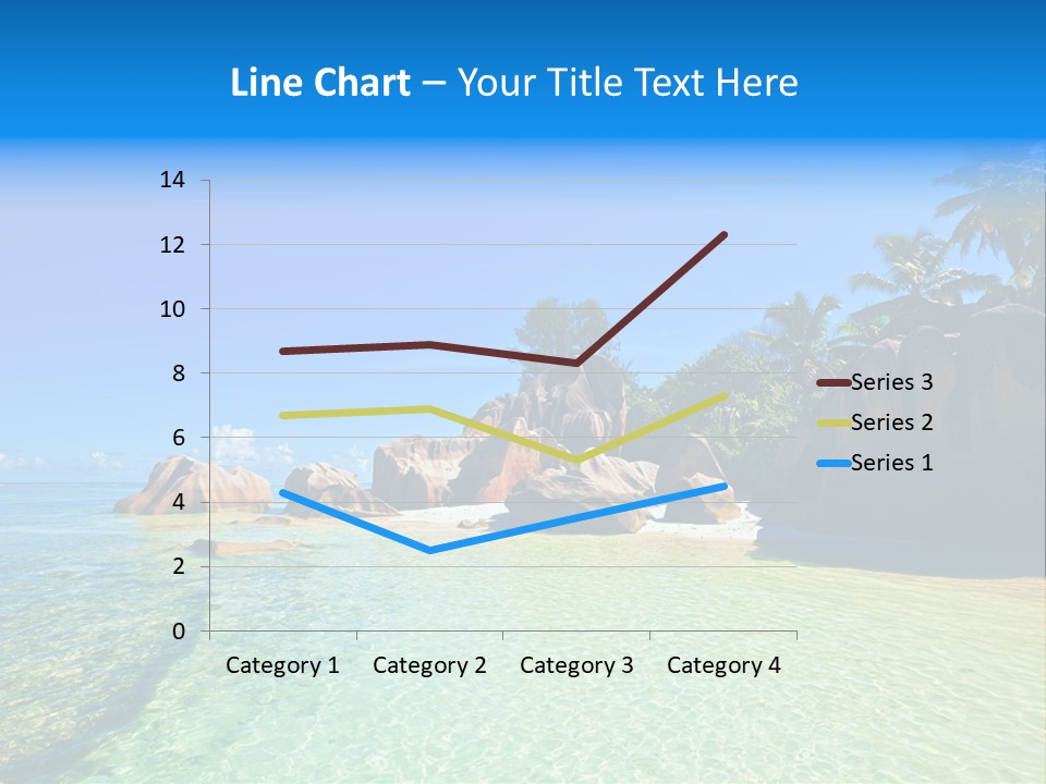 A Tropical Beach With Palm Trees And Rocks In The Water PowerPoint Template