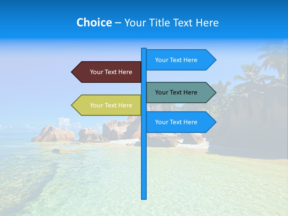 A Tropical Beach With Palm Trees And Rocks In The Water PowerPoint Template