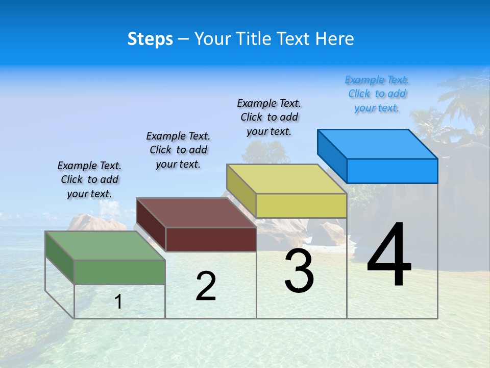 A Tropical Beach With Palm Trees And Rocks In The Water PowerPoint Template