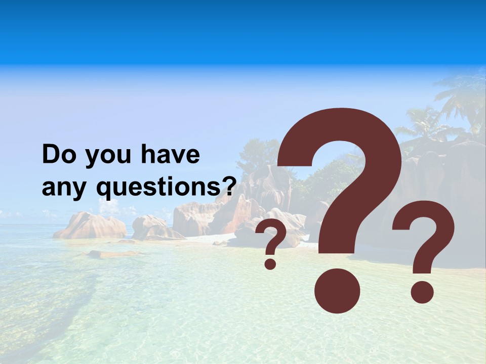 A Tropical Beach With Palm Trees And Rocks In The Water PowerPoint Template