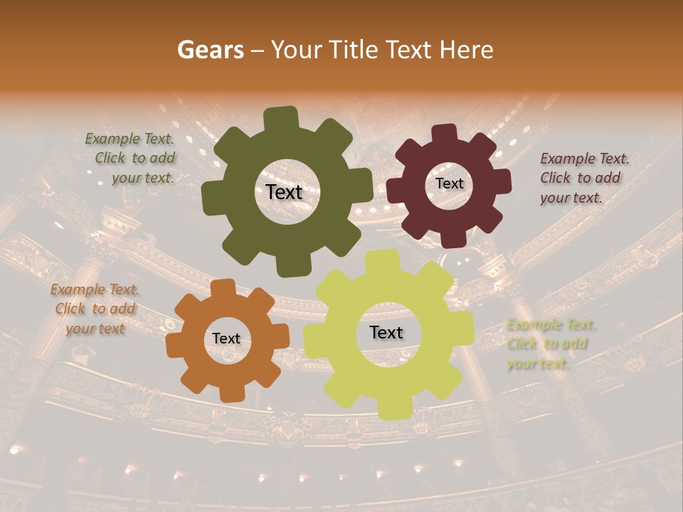 A Theater Auditorium With A Painted Ceiling And Pillars PowerPoint Template