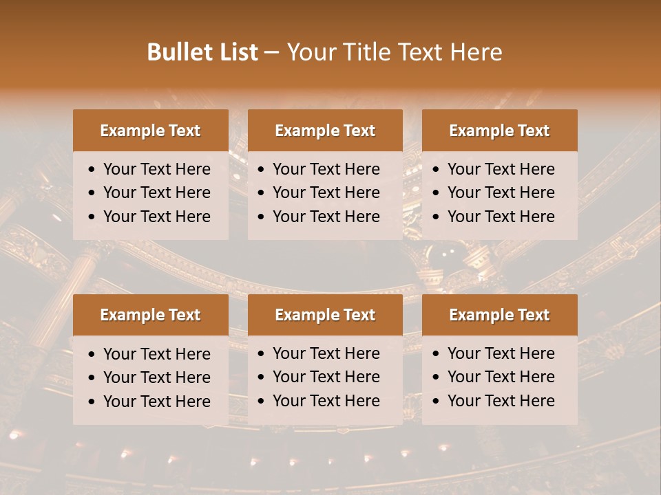 A Theater Auditorium With A Painted Ceiling And Pillars PowerPoint Template