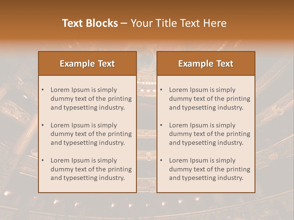 A Theater Auditorium With A Painted Ceiling And Pillars PowerPoint Template