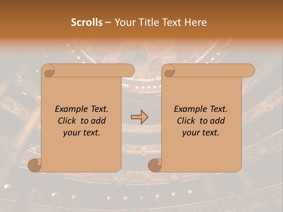 A Theater Auditorium With A Painted Ceiling And Pillars PowerPoint Template