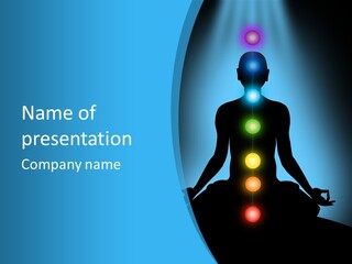 A Person Sitting In A Lotus Position With Seven Chakras PowerPoint Template