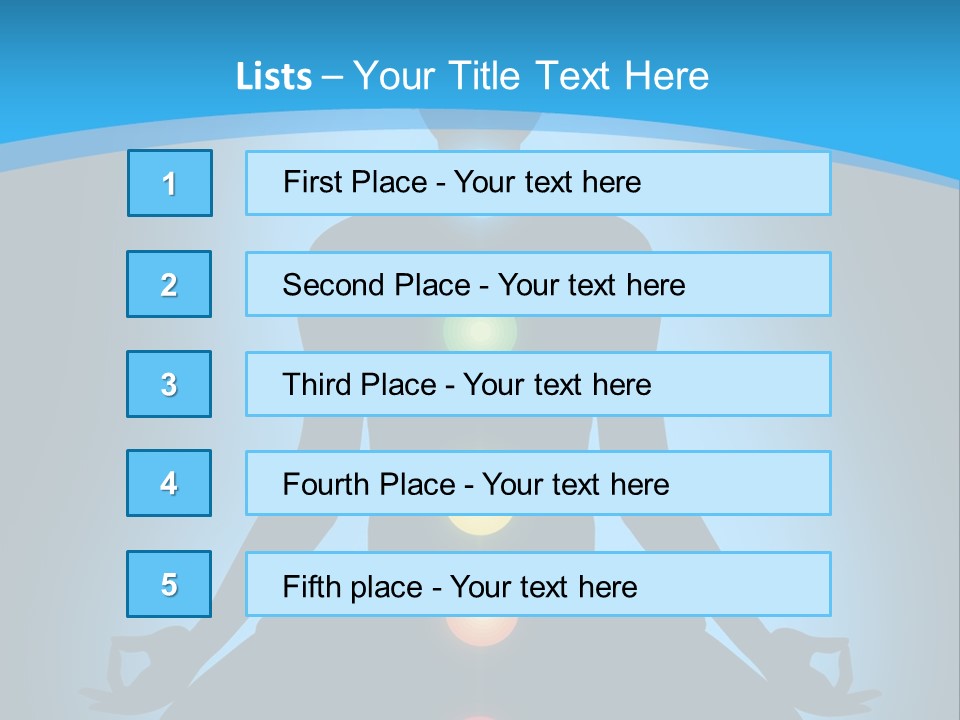 A Person Sitting In A Lotus Position With Seven Chakras PowerPoint Template