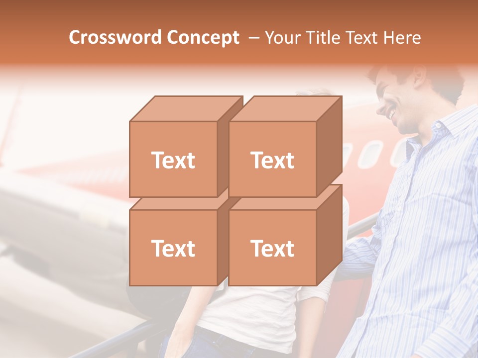 A Man And A Woman Standing Next To An Airplane PowerPoint Template
