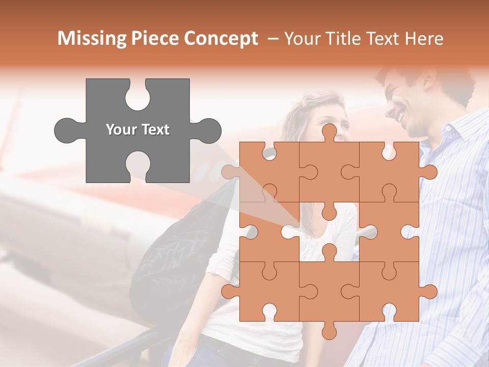 A Man And A Woman Standing Next To An Airplane PowerPoint Template