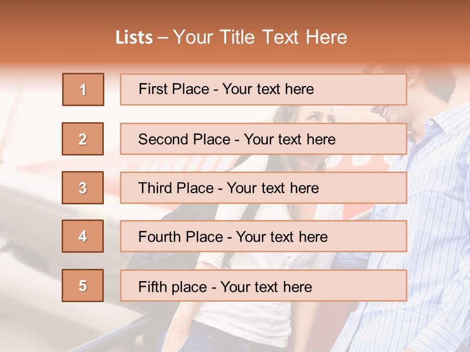 A Man And A Woman Standing Next To An Airplane PowerPoint Template