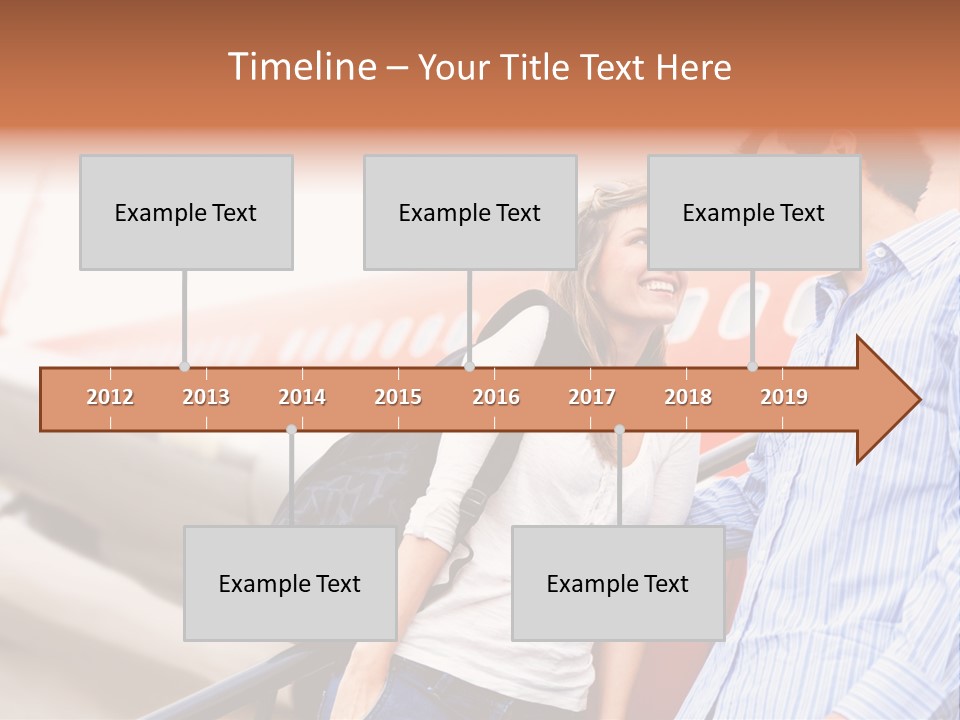 A Man And A Woman Standing Next To An Airplane PowerPoint Template