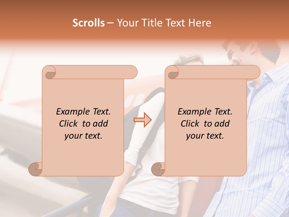A Man And A Woman Standing Next To An Airplane PowerPoint Template