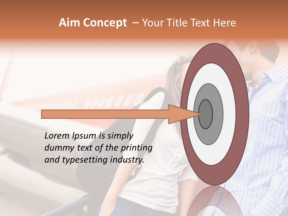 A Man And A Woman Standing Next To An Airplane PowerPoint Template