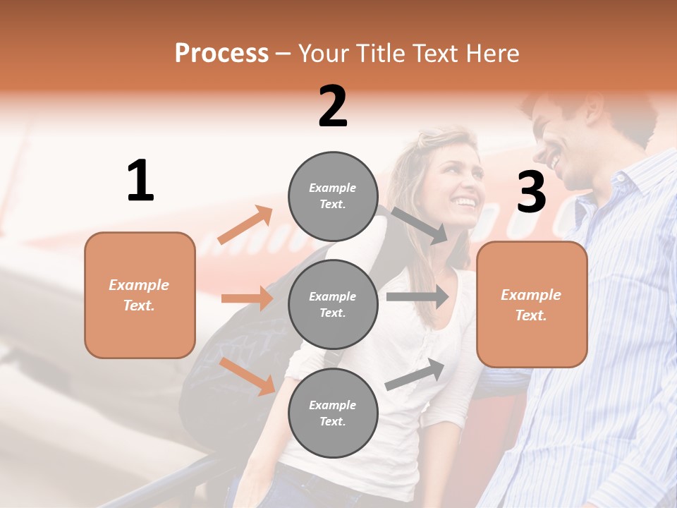 A Man And A Woman Standing Next To An Airplane PowerPoint Template