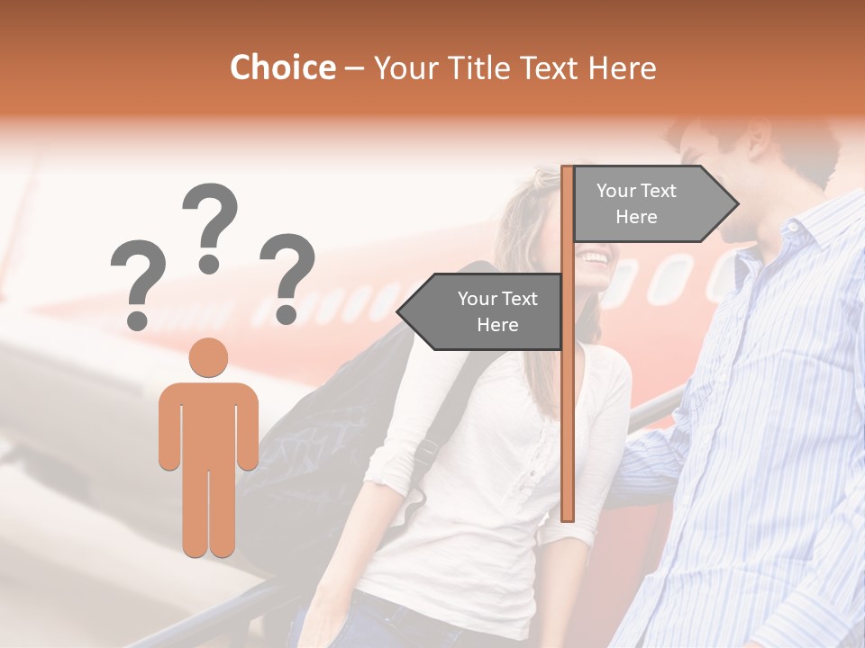 A Man And A Woman Standing Next To An Airplane PowerPoint Template