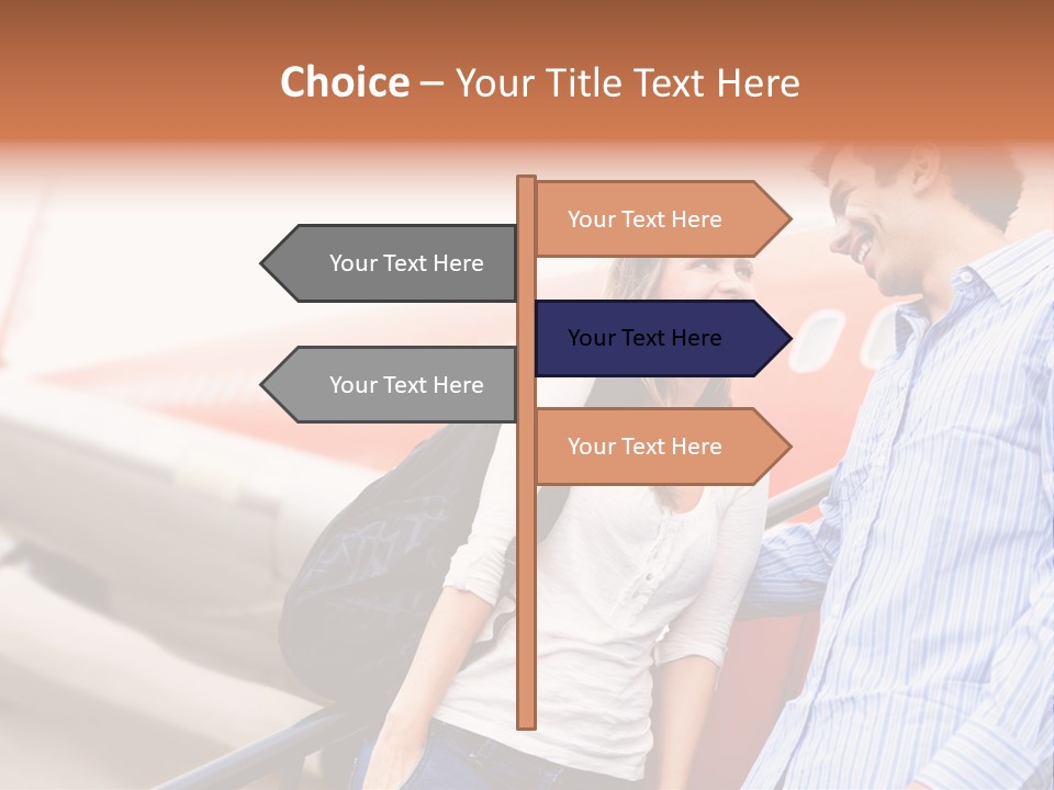 A Man And A Woman Standing Next To An Airplane PowerPoint Template